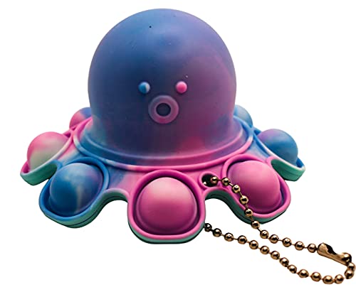 SnooZy KIDS Pop It Reversible Octopus Push Pop (Azul Multicolor) Fidget Toy Octopus - Llavero de juguetes Fidget - Dale la vuelta al pulpo para mejorar tu estado de ánimo - Entrega rápida