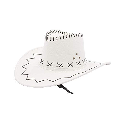 Sombrero Cowboy de Vaquero Toy Story Western Disfraz para Adulto y Niños YJ-24 (Blanco, Niños/54cm)