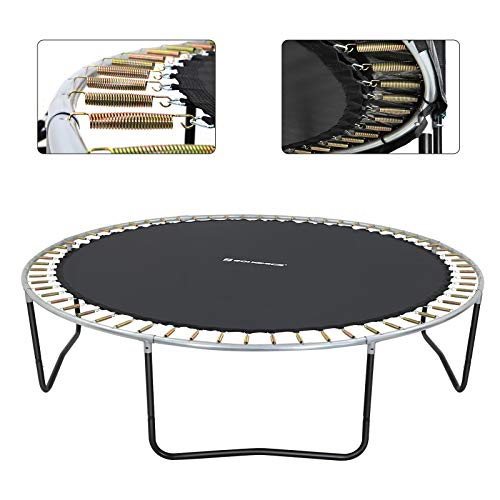 SONGMICS 305 cm Cama Elástica, Redonda Cama Elástica de Jardín con Red de Seguridad Interior, Escalera, Postes Acolchados, para Niños y Adultos, Negro y Verde Oscuro STR103C01