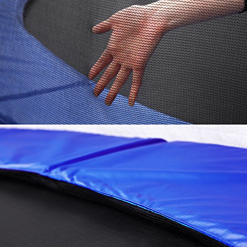 SONGMICS Cama Elástica de 305 cm (10 Pies), Trampolín para el Jardín Caja de Red de Seguridad, Postes Rectos Acolchados, TÜV Rheinland Prueba de Seguridad, Negro y Azul STR10FT