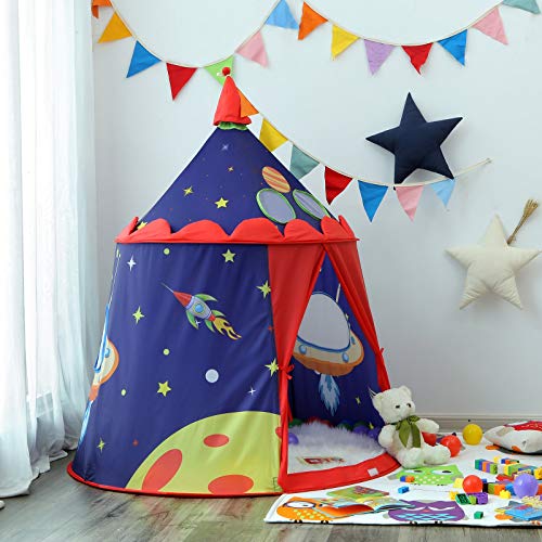 SONGMICS Tienda de Campaña Infantil, Carpa Infantil Plegable, Casa de Juegos para Interiores y Exteriores, Pop-up Portátil, Tienda con Bolsa de Transporte, Regalo para Niños, Azul LPT01BU