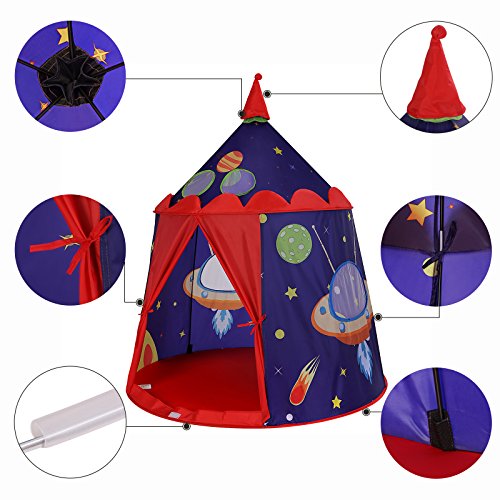 SONGMICS Tienda de Campaña Infantil, Carpa Infantil Plegable, Casa de Juegos para Interiores y Exteriores, Pop-up Portátil, Tienda con Bolsa de Transporte, Regalo para Niños, Azul LPT01BU