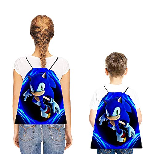 Sonic the Hedgehog Backpack para Niños Unisex de Dibujos Animados de Bolsa de Deporte Impermeable Bolsa de Gimnasio Mochila para Mujer