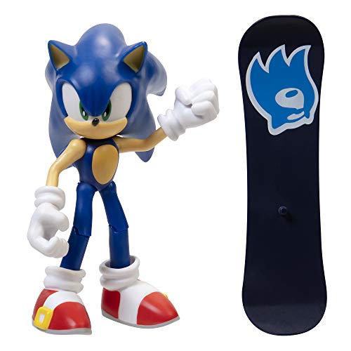 Sonic The Hedgehog Figura de acción sónica Moderna de 4 Pulgadas con Accesorio para Tabla de Snowboard.