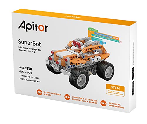 SPC Apitor SuperBot, robot educativo STEAM,  18 robots prediseñados y más de 400 piezas para crear construcciones propias, control remoto mediante app, compatibilidad con resto de plataformas