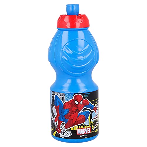 SPIDERMAN | Botella de Agua Infantil con cierre antifugas | Cantimplora Reutilizable para niños con tapón anti goteo - Libre de BPA - 400 ML