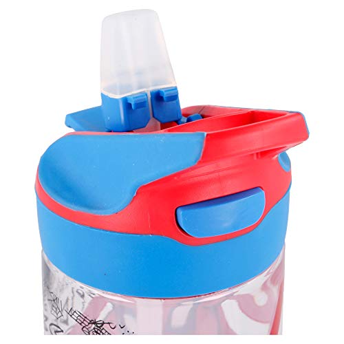 Spiderman | Botella de Tritan Reutilizable para Niños | Cantimplora Reusable con Sistema Antigoteo y Pajita de Silicona - Facil Apertura con botón - Sin BPA - Capacidad: 620 ml