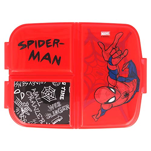 SPIDERMAN |Caja de Almuerzo con 3 Compartimentos - Fiambrera Infantil para colegio - lonchera para niños