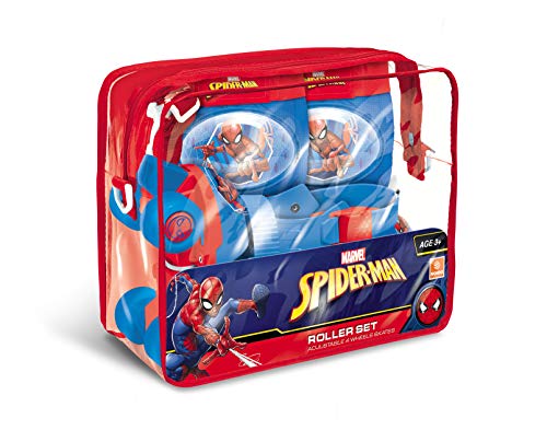 Spiderman Spiderman-18390 Spider-Man Set de Patines Infantiles con Protecciones, Talla 22 a 29, Multicolor, 40 x 40 x 40 cm (Mondo 18390)