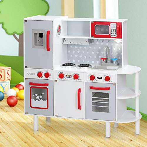 Spielwerk Cocinita de Juguete Junior Chef para niños 3 años con Horno microondas Sonido luz Accesorios