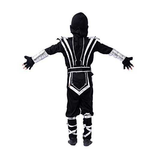 Spooktacular Creations Disfraz de Ninja Plateado Traje de Vestir de Kung fu Cosplay para Niño (M)