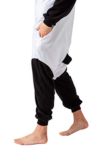 Spooktacular Creations Pijama de Felpa Unisex para Adulto, Disfraz de Animal Panda de una Pieza - Blanco - X-Large