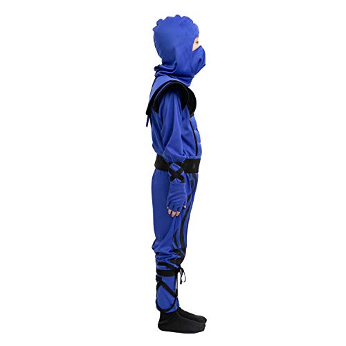 Spooktacular Creations Striking Blue Ninja Costume for Child Stealth Costume Halloween Kids Kung Fu Outfit (Small ( 5 – 7 yrs))