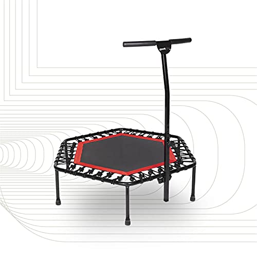 SportPlus Trampolín Fitness con Mango Regulable – Cama Elástica para Adultos – Ideal para Ejercicios en Casa - Carga Máxima de 130 Kg - Diámetro 110 cm