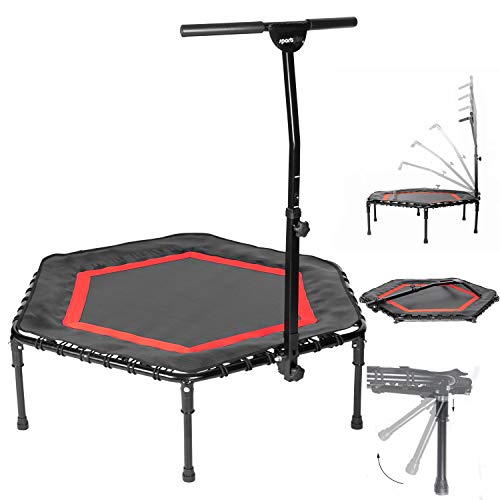 SportPlus Trampolin SP-T-111F-R Cama Elástica Fitness, Unisex-Adultos, Rojo, Aprox. 111 x 124 x 90-115 cm (LxAnxAl)