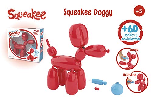 Squeakee- The Balloon Dog Mascota interactiva con Forma de Globo, con 60 Sonidos y Movimientos, Incluye hinchador y alfiler de Juguete (Famosa QUA00000)