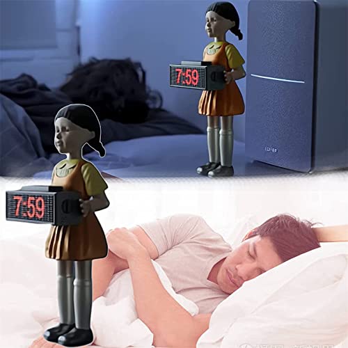 Squid Game Alarm Clock, Squid Game Alarm Clock Funny Robot Doll Girl Squid Game Clock Red Light Clock Desk Table Decoration Figurine Toy