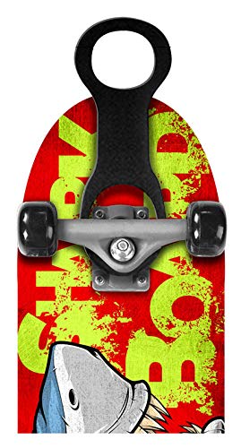 Stamp Skate Board 28"X8" Shark SKIDS Control, Unisex-Youth, Red