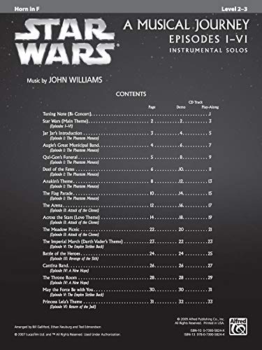 Star wars: a musical journey, episodes i - vi - horn in f +cd (Instrumental Solo Series)