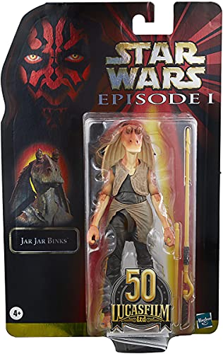 Star Wars The Black Series - Jar Jar Binks a Escala de 15 cm Amenaza Fantasma - Figura del 50.º Aniversario de Lucasfilm