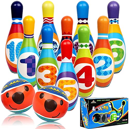 STAY GENT Bolos Infantiles Juego de Bolos, Suave Set de Bolos Bowling con 10 Bolos y 2 Bolas, Juguetes Bolos Infantil de Exterior y Interior, Regalos Educativos para Niños Niñas Bebés 3 4 5 6 7 años