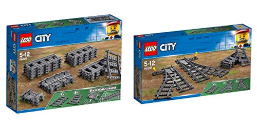 Steinchenwelt Lego City 60205 - Juego de 2 rieles y 60238 para el ferrocarril teledirigido