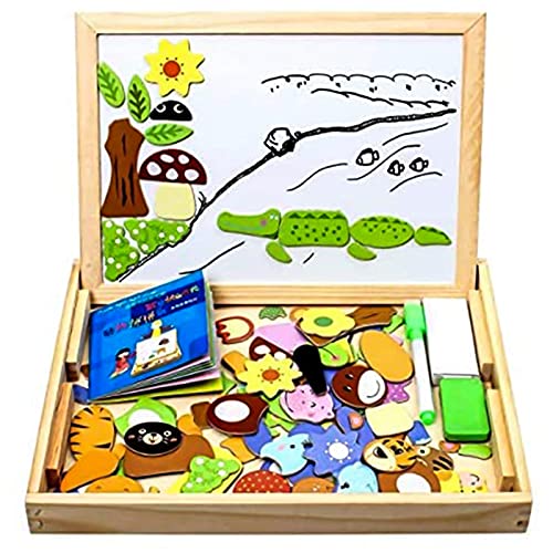 StillCool Puzzles de Madera Magnético 100 Piezas, Dibujo de Animal Colorido con Placa,Rompecabezas Pizarra con Caja para Niños Desde 3 Años,Juguete Educativo para Regalo