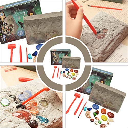 STOBOK Kit de Excavación de Piedras Preciosas Kit de Excavación de Gemas Descubrimiento de Tesoros Gran Regalo para Niños Fiesta Arqueología Paleontología Ciencia Educativa