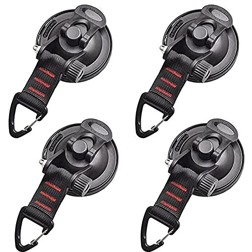 Suction Cup Camping Set, 4 Pieces Suction Cup Hooks Extra Strong, Suction Cups Anchor, Suction Cup Hooks Camping for Awning, Motorhome Camping Accessories, Car Attachment Hooks Multifunctional