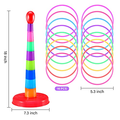 Sumind 2 Sets Juego de Lanzamiento de Anillos Deportivos de Plástico Colorido de Niños de 18 Pulgadas Juguete Portátil de Juego de Toss de Anillo de Viaje para Mayoría de Edades