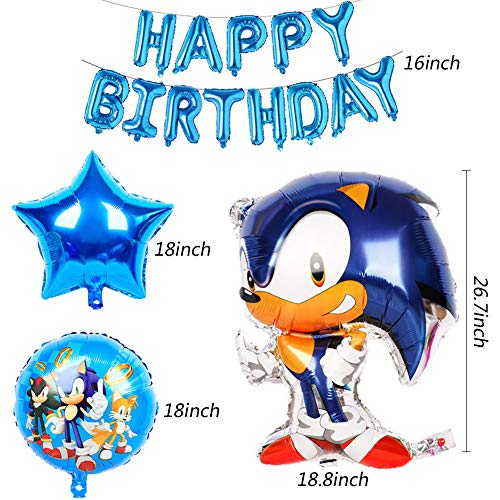 SUNSK Globos de Foil Cumpleaños Hedgehog Fiesta Happy Birthday Banner Balloons Cumpleaños Decoracion 7 Piezas