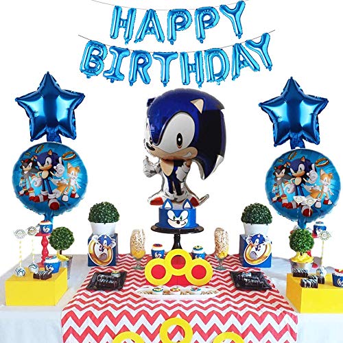 SUNSK Globos de Foil Cumpleaños Hedgehog Fiesta Happy Birthday Banner Balloons Cumpleaños Decoracion 7 Piezas