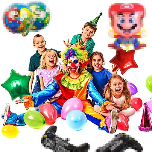 SUNSK Globos Super Globos Cumpleaños Decoracion Bros Globos de Foil Banner Happy Birthday Banderolas para Fiesta de Cumpleaños Baby Shower Niño 10 Piezas