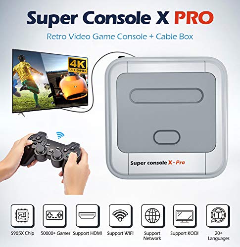 Super Console X Consola de videojuegos Consola de juegos retro con 256 tarjetas incorporadas más de 50,000 juegos, consolas de juegos clásicas para salida HDMI de TV 4K