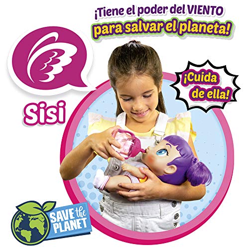 Super Cute - Super Cute Muñeca Superheroína Sisi con biberón mágico, ropa reversible y accesorios Muñeca interactiva con luz y sonidos Muñecas niñas niños 3 años Muñecas bebé recién nacido (85393)