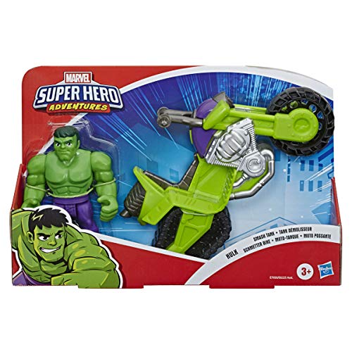 Super Hero Adventures Playskool Heroes Marvel Moto-Tanque de Hulk - Set de Figura de 12,5 cm y Moto - Edad: 3+