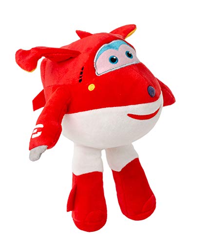 Super Wings 26 cm Aviones de peluche Figuras de peluche Juguetes para coleccionar, jugar y abrazar, Jett, Jerome, Dizzy o Donnie para niñas y niños (Jett, rojo)