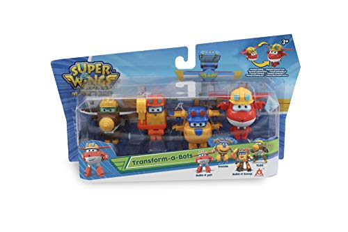 Super Wings EU720040E Transformabot Paquete de 4 | Build it Jett, Donnie, Scoop y Todd | Figuras de 2 Pulgadas