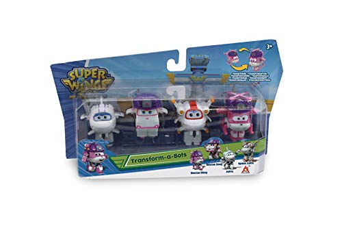 Super Wings EU720040G Transform-a-Bots - Transformador (4 Unidades, Rescue Dizzy, Rescue Zoey, Astra, Space Astro)