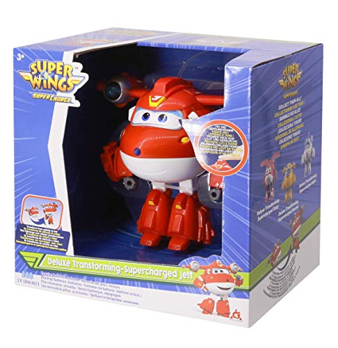 Super Wings Jett (Supercharged) Personaje Transformador de Lujo con Luces y Sonidos