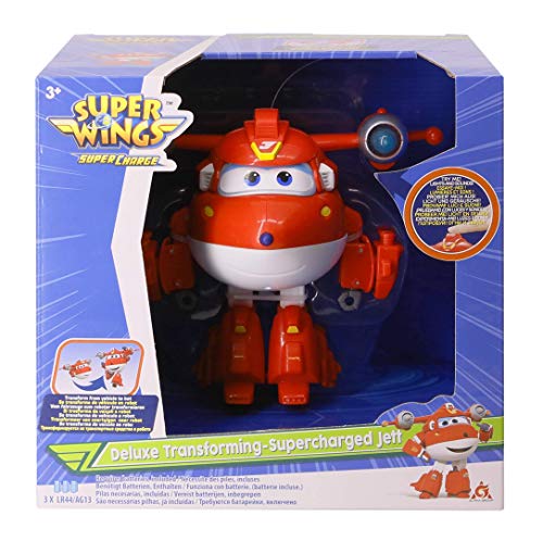 Super Wings Jett (Supercharged) Personaje Transformador de Lujo con Luces y Sonidos