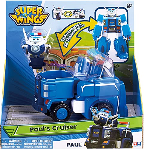 Super Wings- Series 1 EU720315 Transforming Vehicle Paul Flugzeug und Fahrzeug verwandelbar, Blau, 18 cm (Alpha Animation & Toys Ltd