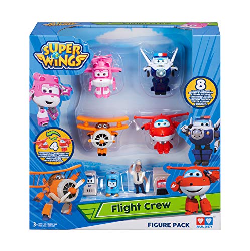 Super Wings -World Airport Flight Crew A | Serie 1 | Jett, Paul, Grand Albert, Dizzy | Figuras de 2 Pulgadas | + 4 Figuras de PVC