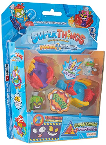 SuperThings - Power Machine - Blíster 6 PowerJet, Contiene 2 Power Jets y 4 SuperThings (1 de Ellos, Plateado)