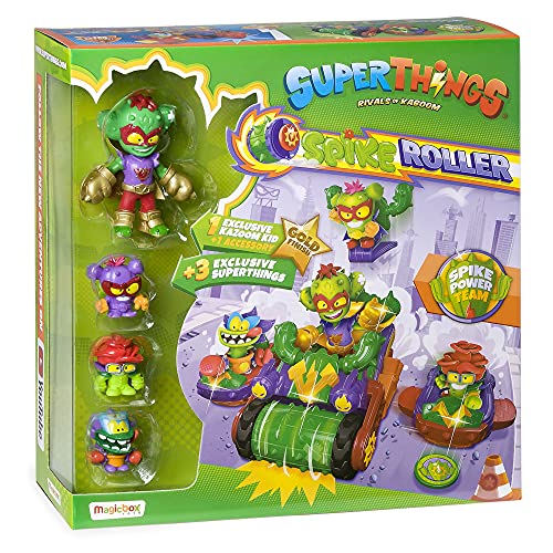 SUPERTHINGS Spike Roller – Gran vehículo con dos vehículos acoplables, 3 SuperThings y 1 Kazoom Kid exclusivos