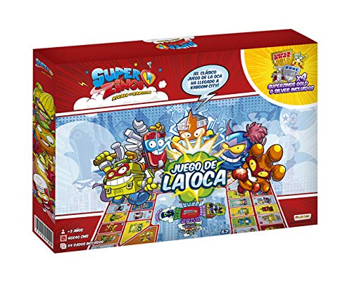 SuperZings - Exclusivo Juego de la Oca (OCASPZ) con los Personajes de SuperZings, Incluye 4 Figuras Gold o Silver