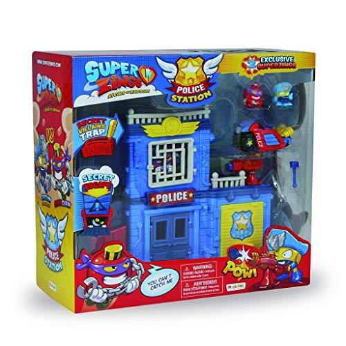 SuperZings - Laboratorio Kazoom Lab Battle (PSZSP112IN10) con Figuras de Enigma y Profesor K + Estación de Policía (PSZSP112IN01) con 2 Exclusivas Figuras y 1 Moto