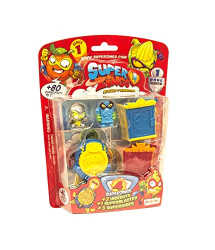 SuperZings - Serie 1 - Rivals of Kaboom: Blíster Hideout (SZ1P0600), Incluye 3 Figuras Regulares y 1 Figura Plateada