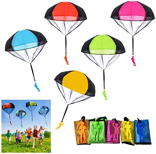 SUPRBIRD Juguete de Paracaídas, 10 Piezas Juguete Paracaídas Set, Mano Que Lanza el Juguete del Paracaidista, Muy Buenos Juguetes al Aire Libre para niños, ¡Dale más Felicidad a tu Hijo