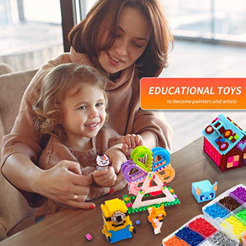 Surplex Cuentas y Abalorios hama Beads, 10000pcs Abalorios fusibles de 12 Colores para Actividades Creativas y Manualidades Infantiles, Niños Bisuteria Jueguetes Educativos Cuentas de Artesanía